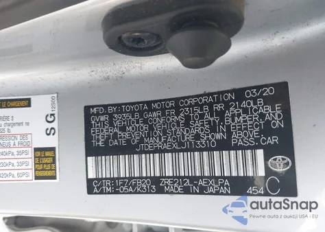 2020 Toyota Corolla Le z USA, uszkodzony, nr VIN JTDEPRAEXLJ113310